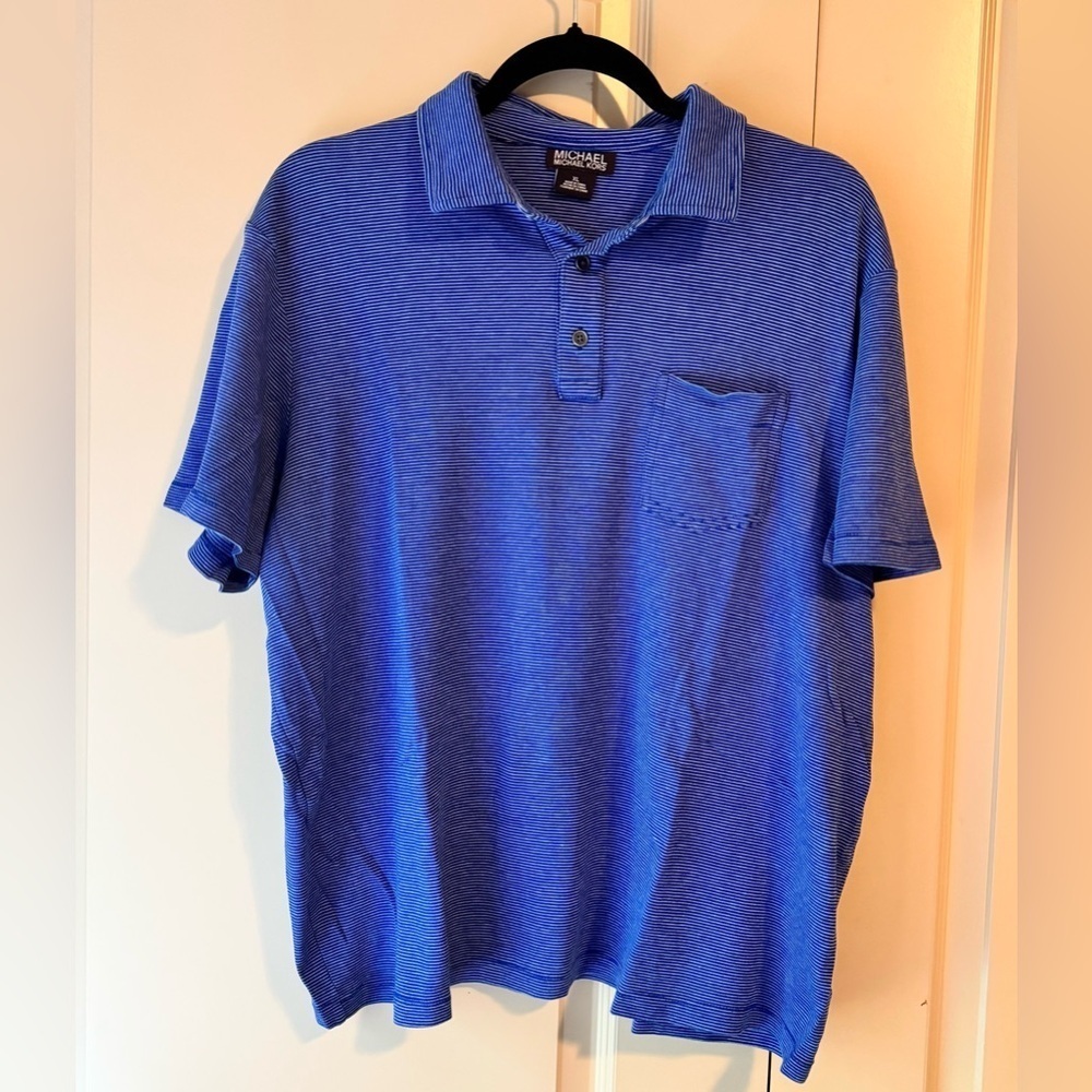 Michael Kors Men's Striped Blue Polo Shirt
